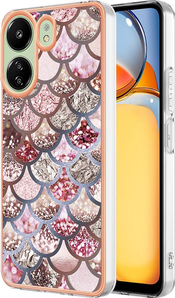 Hülle für Xiaomi Redmi 13C 4G/Poco C65 Muster TPU Silikon Stoßdämpfer Bumper Schutzhülle Kaffee