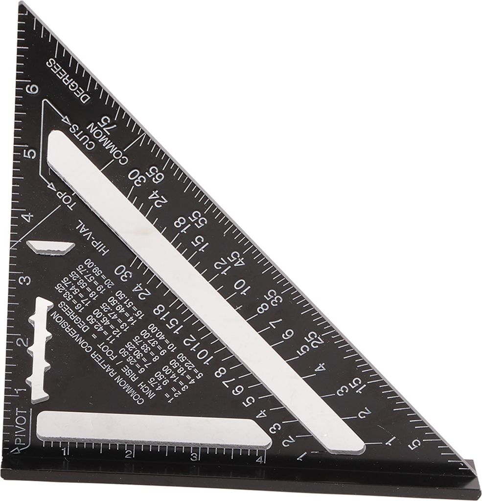 Schwarzes Dreiecklineal aus Aluminium für Holzbearbeitung, rechtwinkliges Lineal, Winkelmesser 0šC7 Zoll, 90¡ã