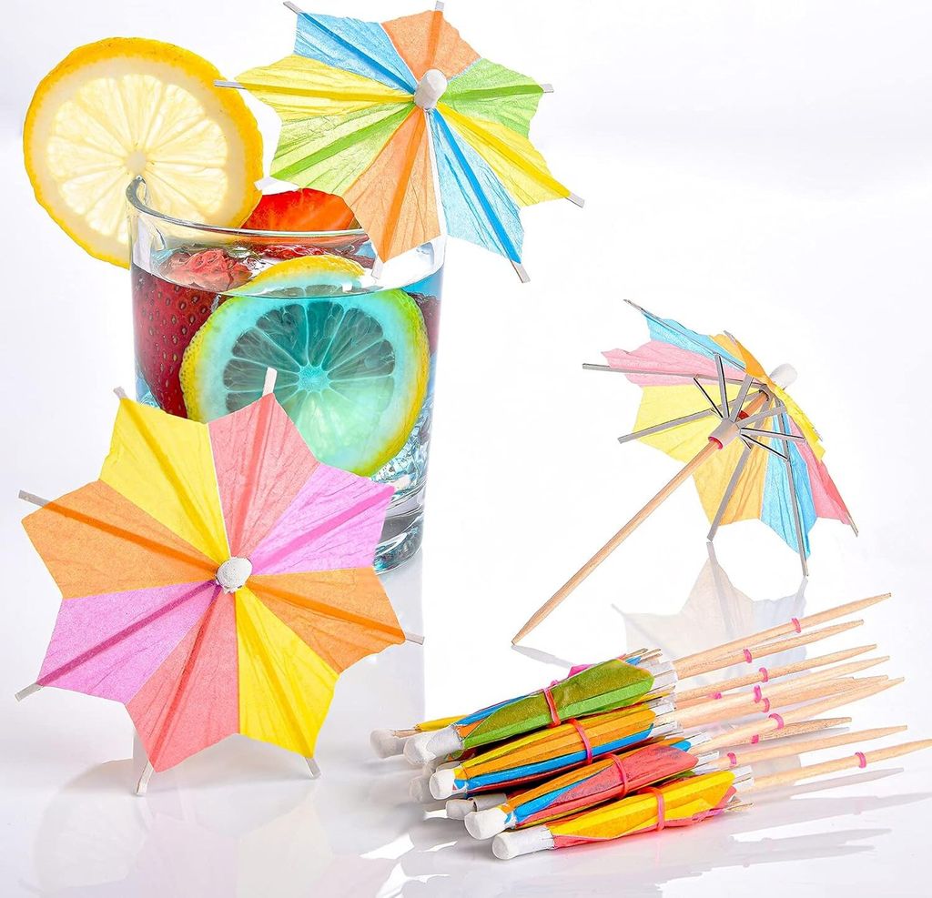 144 Stück Schirme, Cocktail-Schirmchen, Getränke-Spieße, achteckige, sternförmige Papier-Sonnenschirme, Cupcake-Topper, handgefertigte Cocktail...