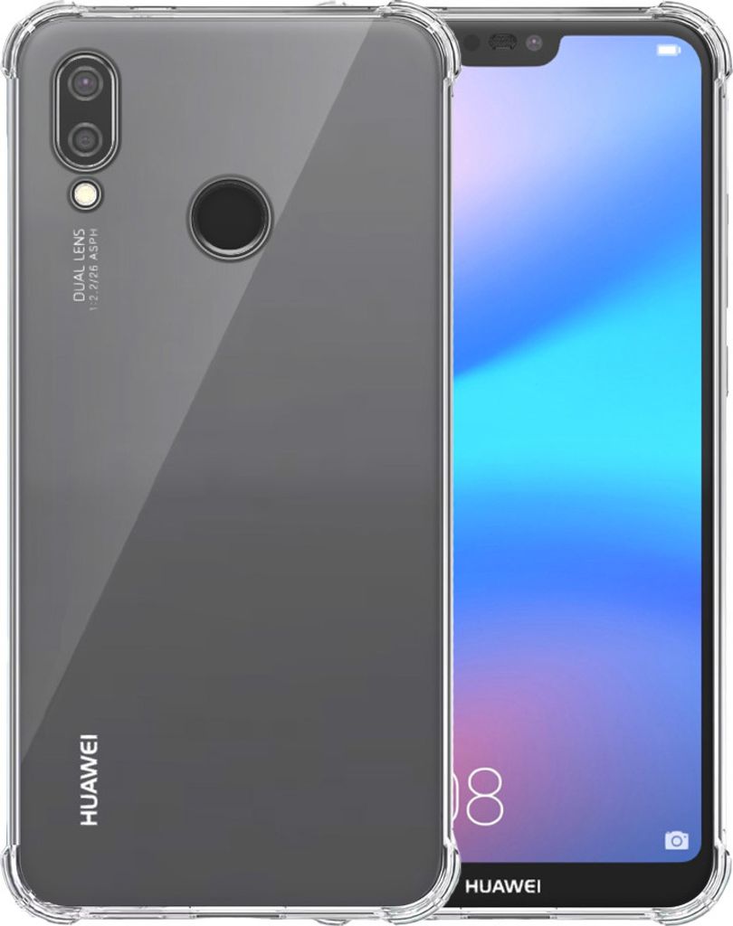 Smartphonica Telefon Fall geeignet für Huawei P20 Lite Transparent stoßfest - Stoßfest TPU SIlicone Backcover Fall mit Stoßstange Transparent