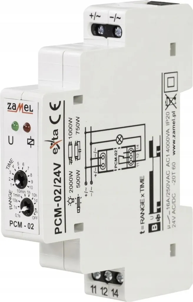Relè Temporizzato Zamel PCM-02/24V 24V AC/DC per Automazione Industriale