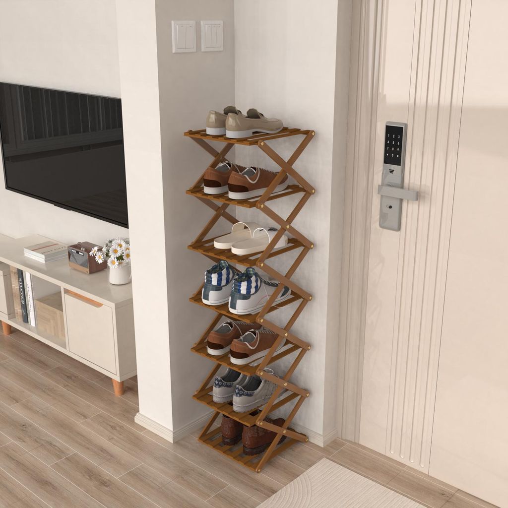 7 Tier Vertikales Schuhregal klein,Schmales Schuhregal,Freistehendes Schuhregal,Platzsparend,Schuhturm für Eingangsbereich,Flur,Wohnzimmer 25x25x1...