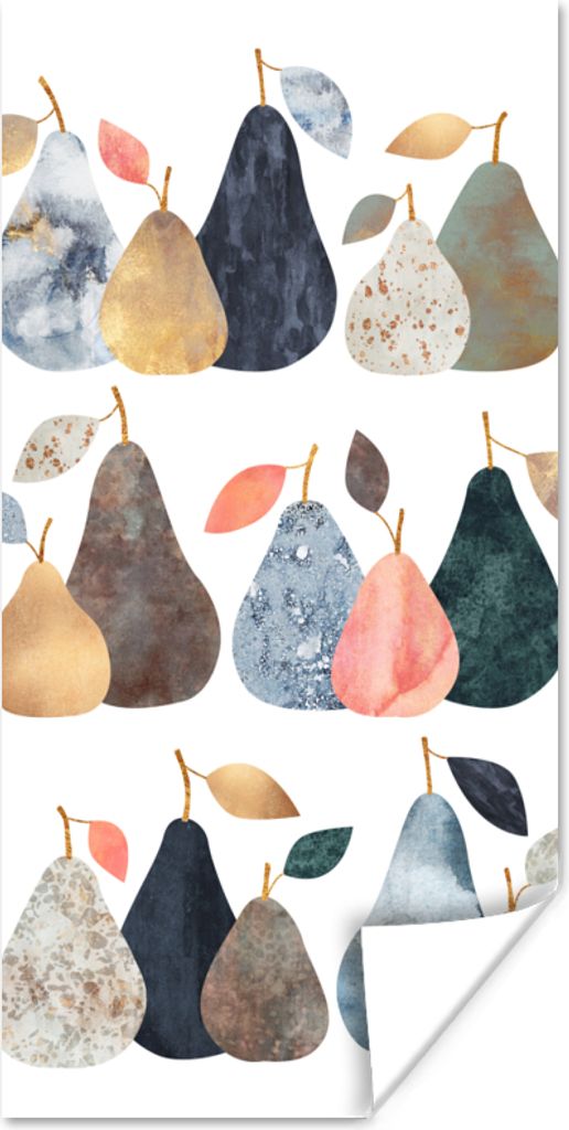 MuchoWow Poster Birne - Pastell - Obst - Design 80x160 cm - Kinderzimmer