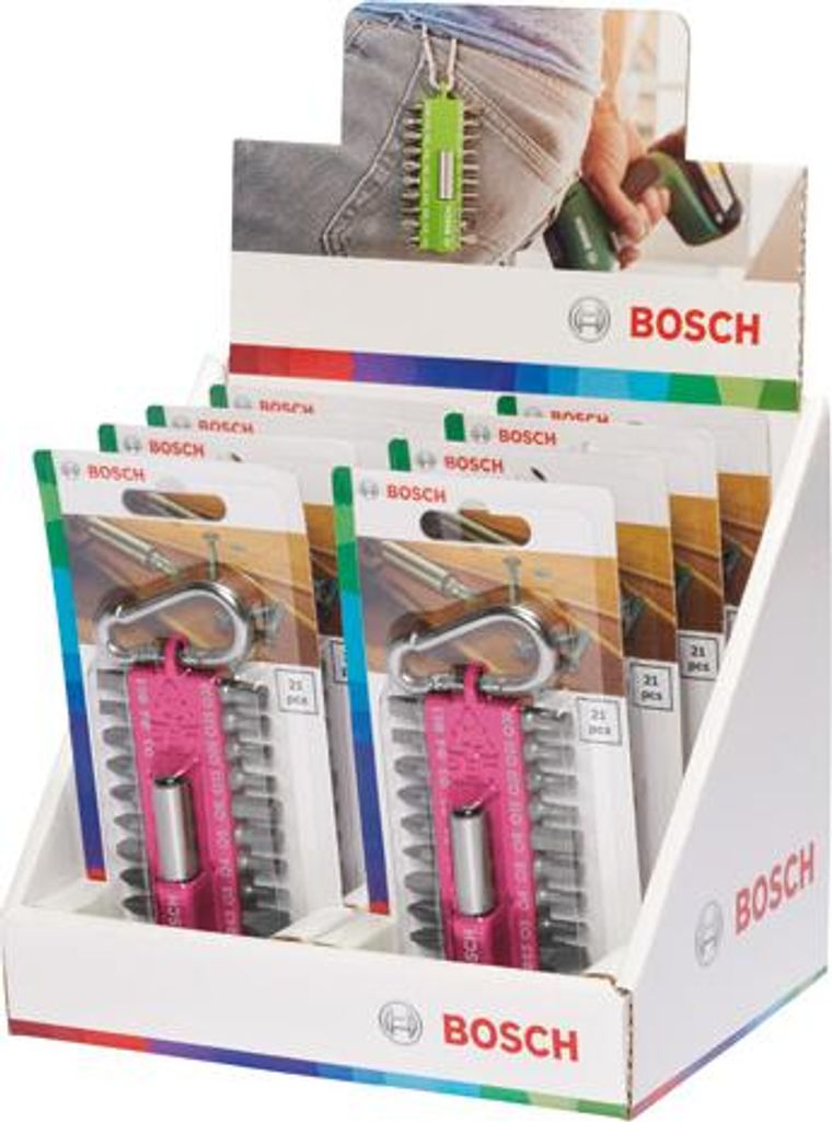 21-teiliges Schrauberbit-Set mit Snap-hook (pink) Ausstellerversion