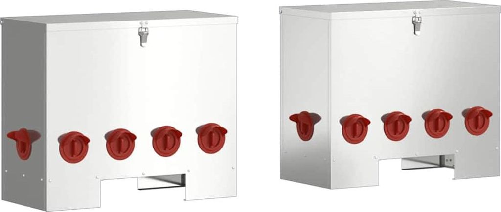 vidaXL Hühnerfütterer 2 pcs Silber 60,5 x 29 x 51 cm Verzinkter Stahl