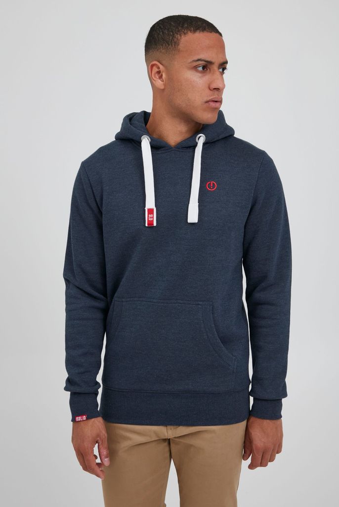 SOLID SDBennHood Herren Kapuzenpullover Hoodie Pullover mit Kapuze Kordelzug Kängurutasche Rippbündchen Label-Details Baumwollmischung Regular fit