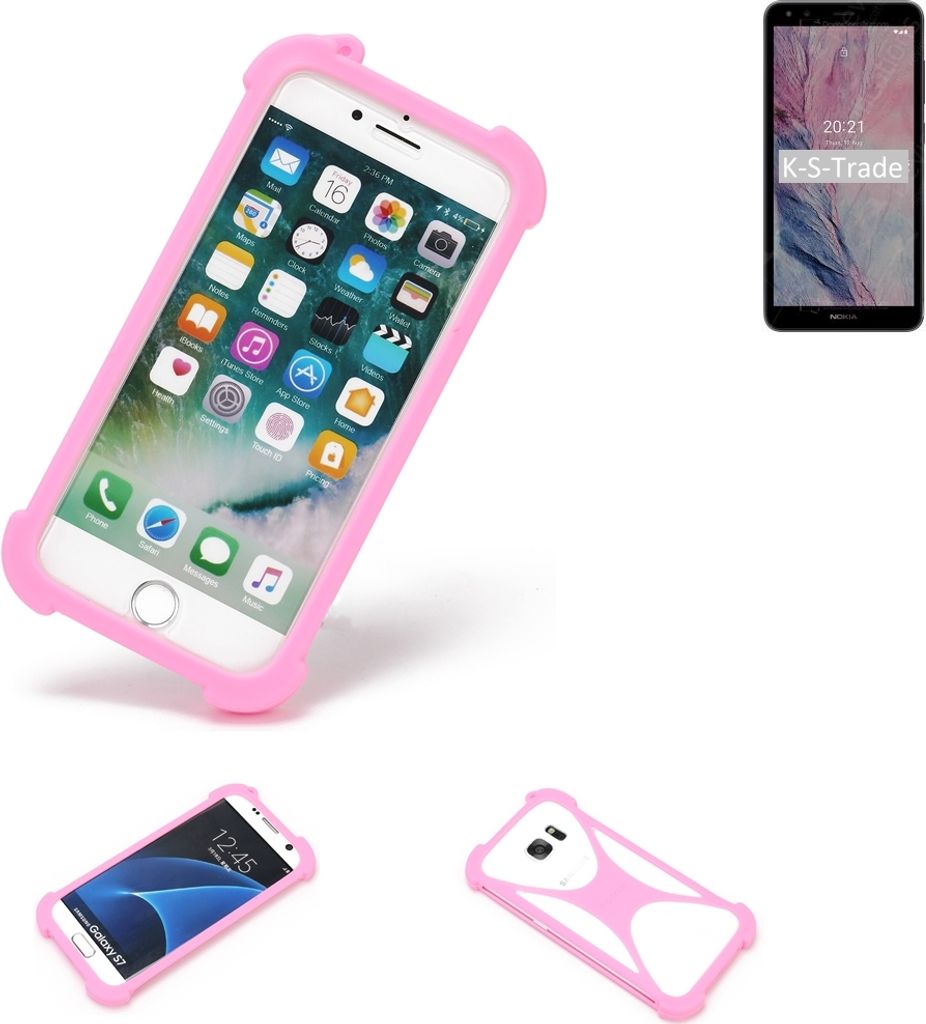 K-S-Trade Handy Hülle kompatibel mit Nokia C01 Plus Schutz Hülle Bumper Silikon Schutz Hülle Cover Case Silikoncase Silikonbumper TPU Softcase