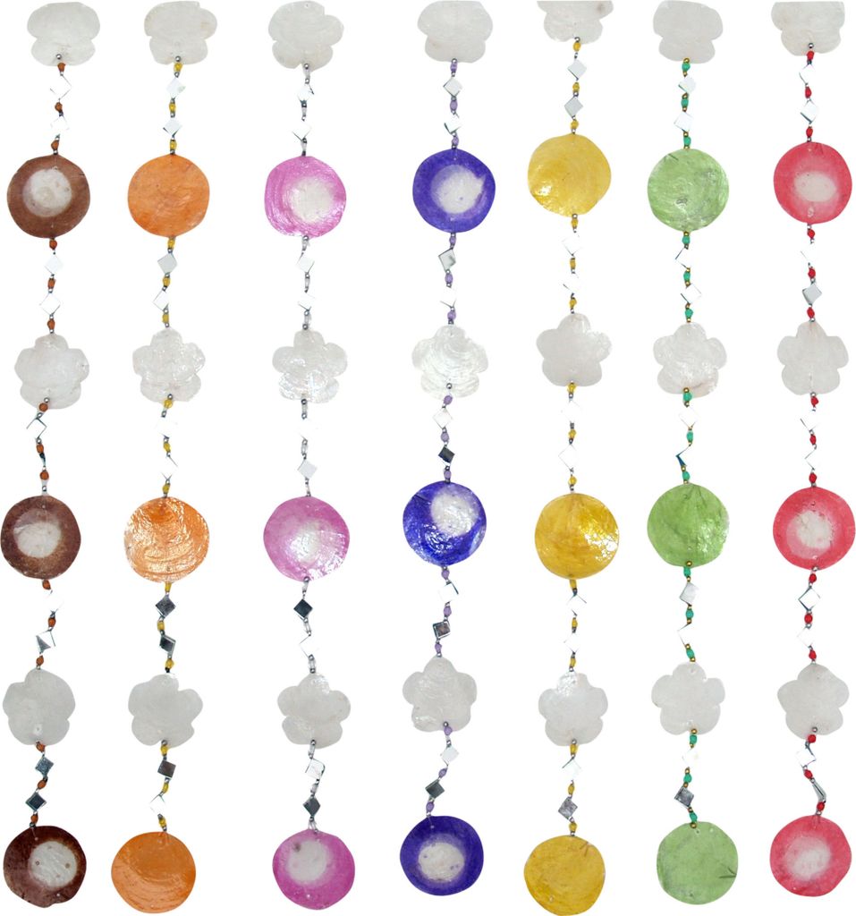 Muschel & Spiegelkette Mobile, Mehrfarbig, Muschelscheiben, Farbe: Braun, 140*5*1 cm