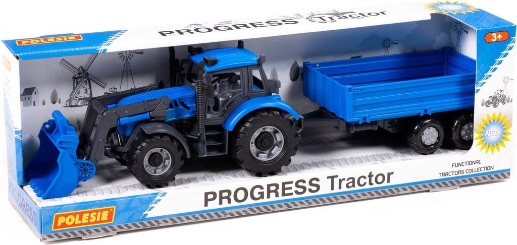 Trägheitszugmaschine mit Anhänger Lader blau NEU Produktbild 