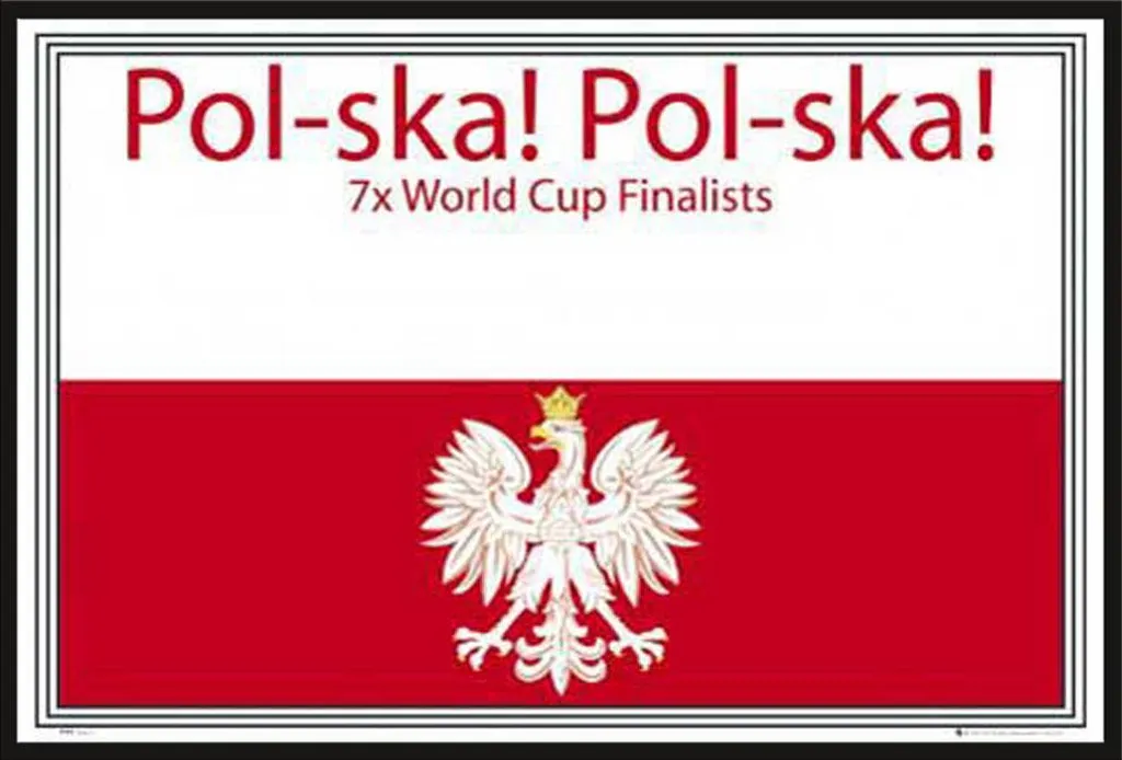 Affiche Football Pologne Polska Shinsuke avec Cadre Noir en Plastique 61x91