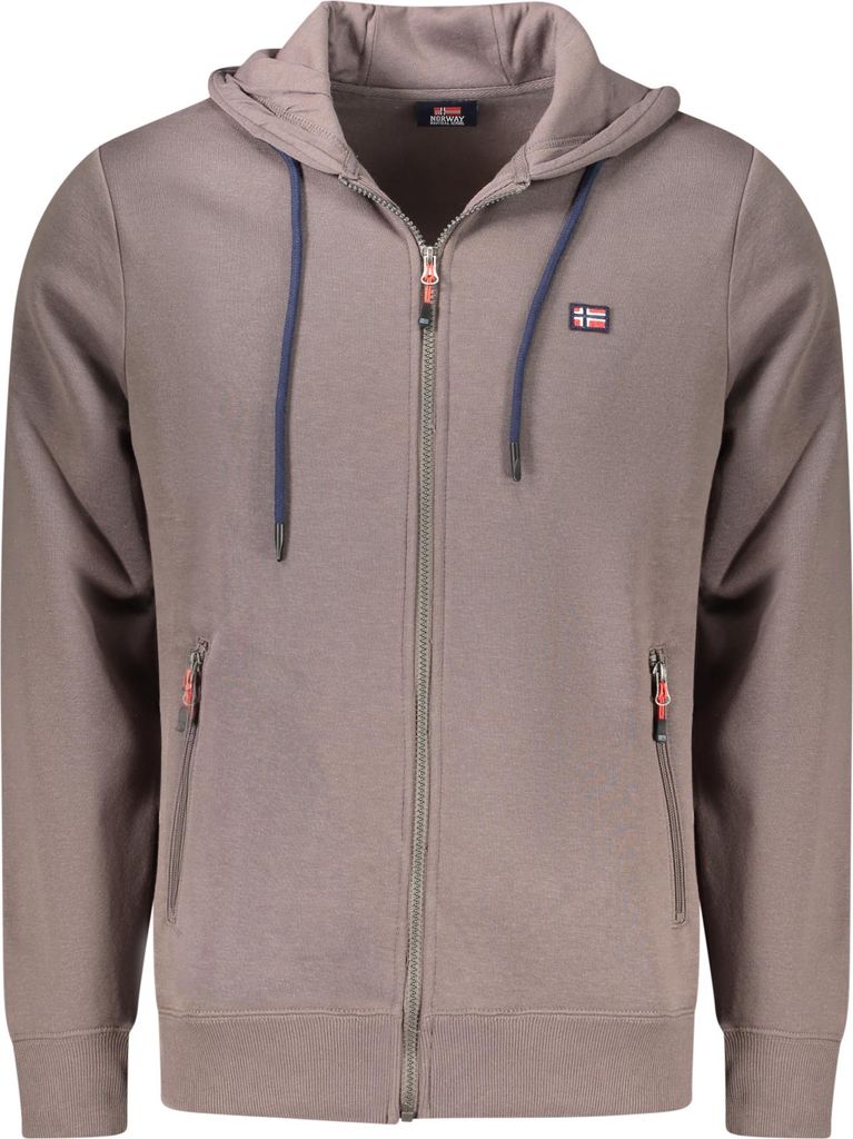 Flauschiger Herren Kapuzenpullover mit Stickerei und Reißverschlusstaschen