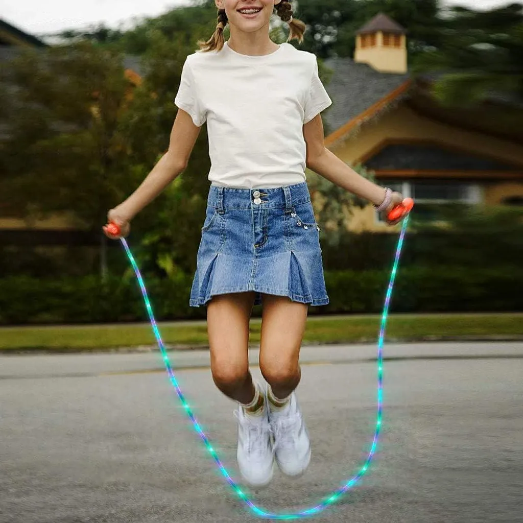Corde à sauter réglable avec LED lumineuse pour fitness enfants 2m80