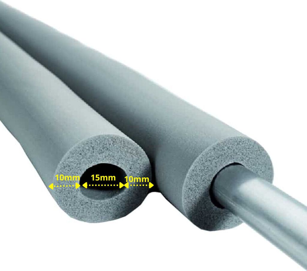 INSUL-TUBE H PLUS Kautschuk 2m Rohrisolierung Ø 15 mm x 10 mm Dämmung 50% GEG