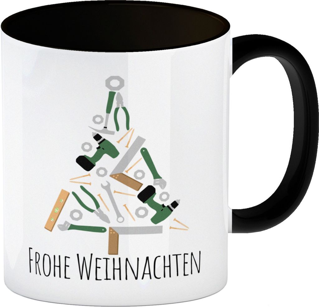 Frohe Weihnachten Handwerker Kaffeebecher Schwarz
