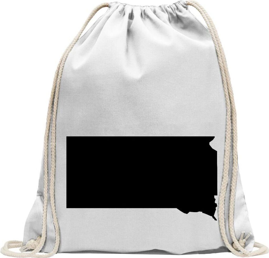 Kiwistar - Turnbeutel - weiss - USA - Bundesstaat - South Dakota - Fun Rucksack Sport Beutel Gymsack Baumwolle mit Ziehgurt