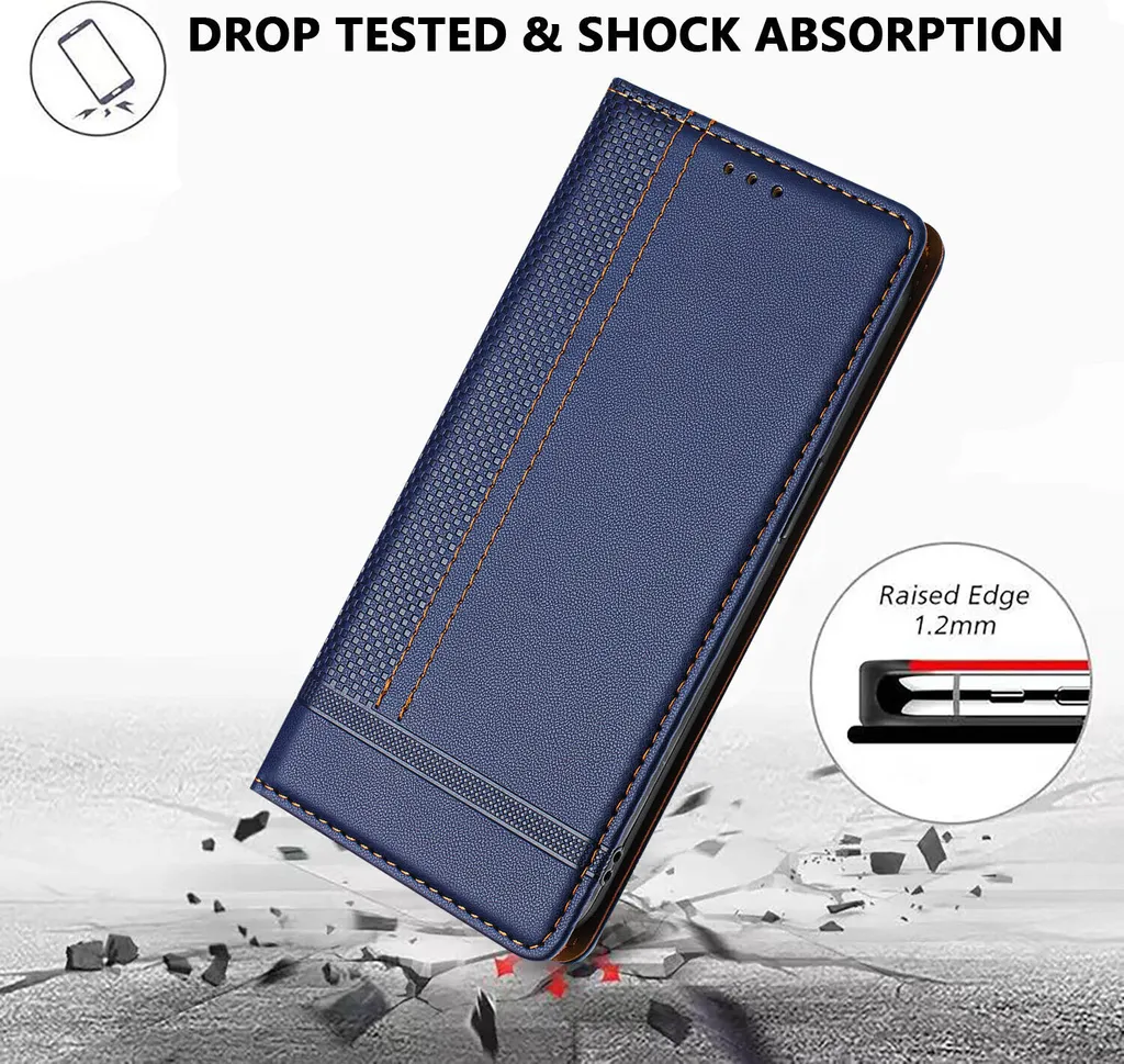 Cover a Libro Moto G42 Blu - Custodia Professionale in Pelle con Stand - 3
