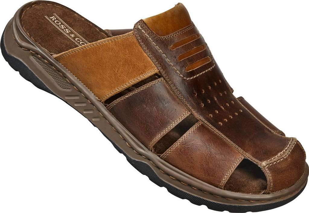 Ross & Cole Herren Lederpantolette, leicht und rutschhemmend