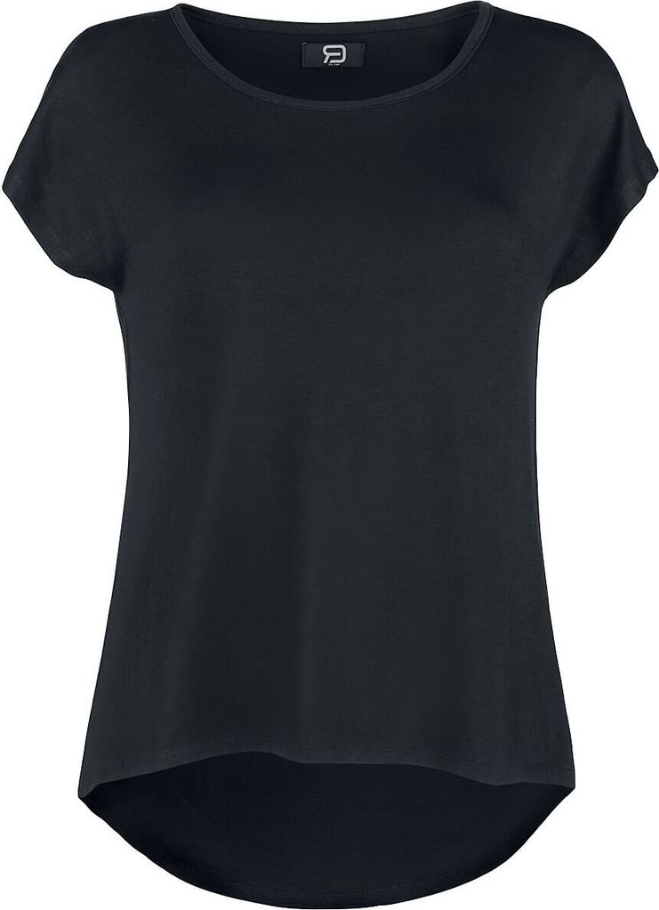 RED by EMP Damen Schwarzes lockeres Basic T-Shirt aus weich fließendem, elastischem Material L