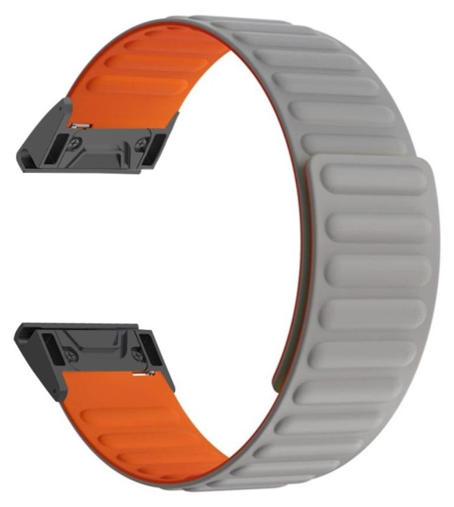 INF 26mm Silikonband Edelstahl Magnetverschluss für Amazfit T-Rex Alltag Grau Orange