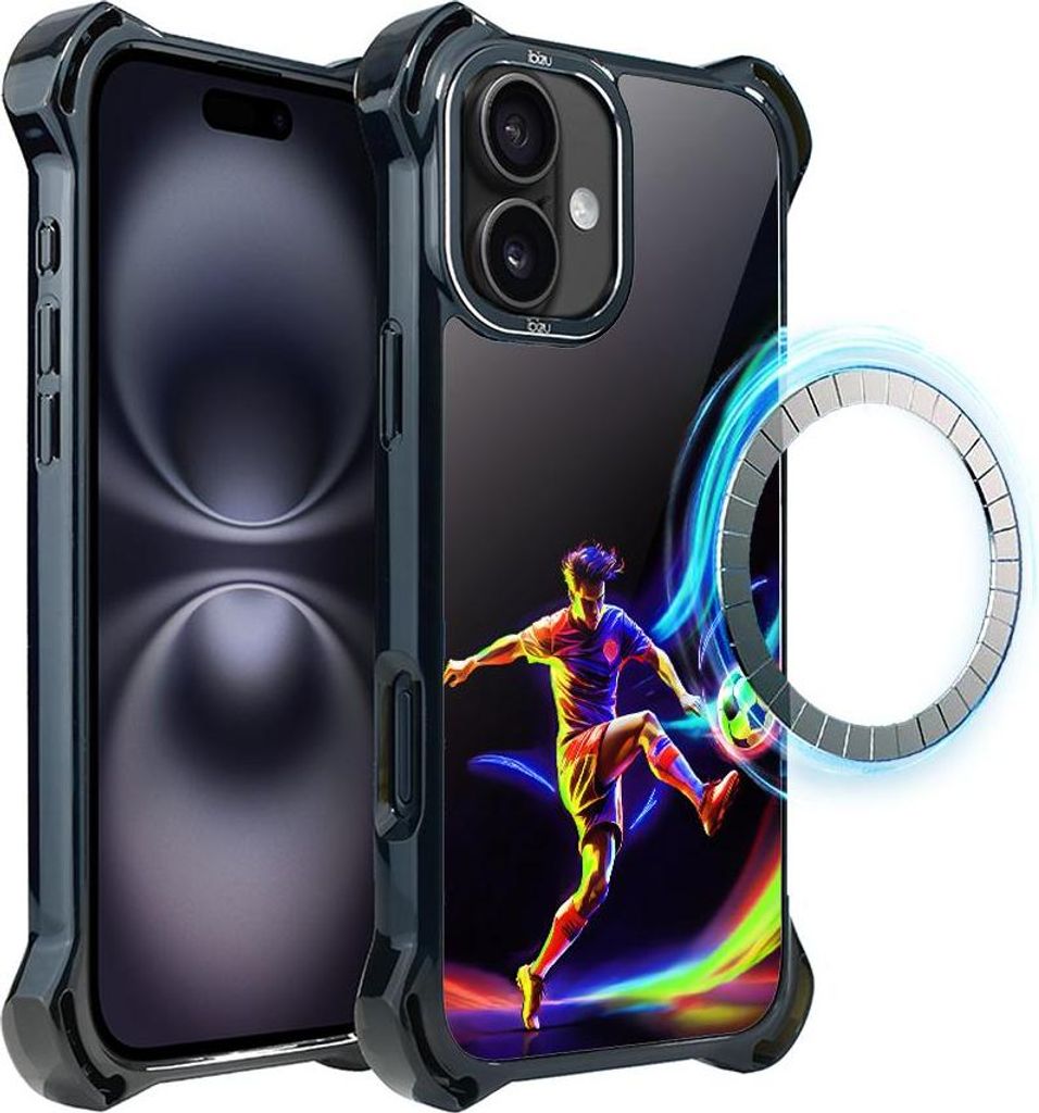 IBIZU iPhone 16 DropGuard Ultra Case mit MagSafe, #ElectroMove, Im Rhythmus des Fußballs