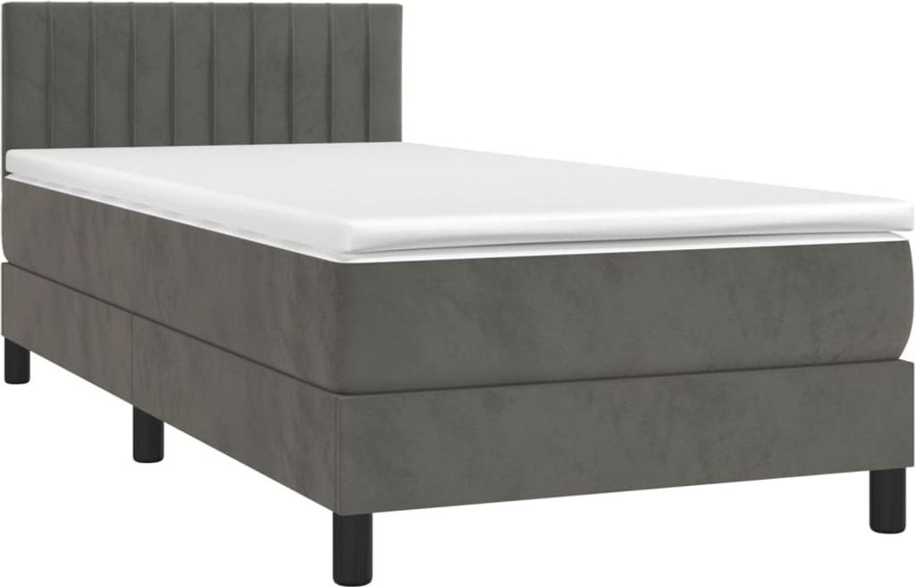 vidaXL Boxspringbett mit Matratze Dunkelgrau 80x200 cm Samt