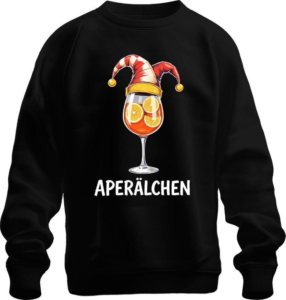 Aperälchen Aperol Spritz Cocktail Glas Orangenscheiben Lustig Uni Sweatshirt Pullover, Schwarz, S