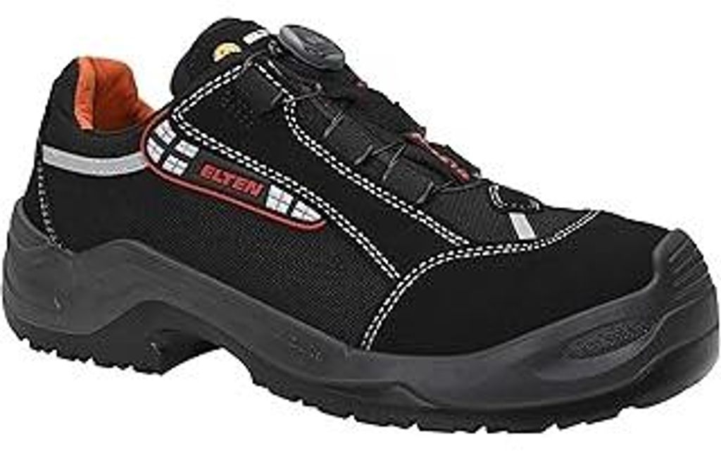 ELTEN Sicherheitsschuhe SENEX BOA ESD S3, Herren, Textil, Aluminiumkappe (leichter als Stahlkappe), leicht, sportlich, Schwarz/Rot, Größe: 43
