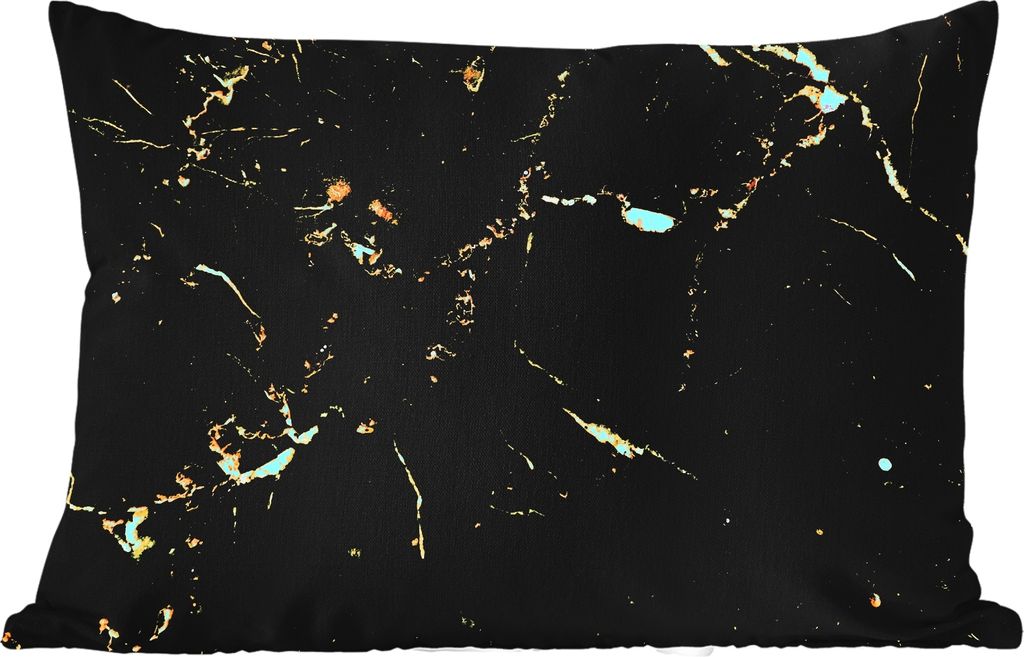MuchoWow Outdoor Kissen - Marmor - Limette - Schwarz - Gold - 50x30 cm - Wetterfest - Lounge Kissen - Sofa kissen - Wohnzimmer Dekoration