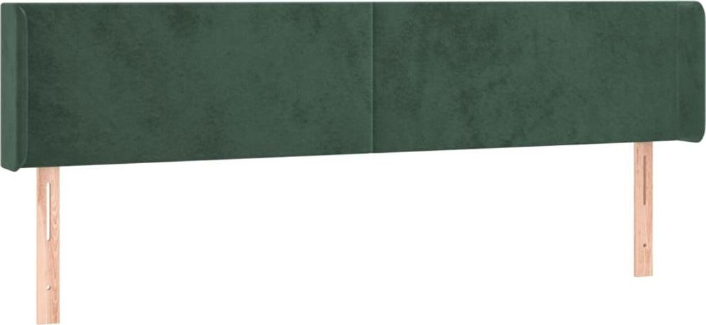 vidaXL Kopfteil mit Ohren Dunkelgrün 203x16x78/88 cm Samt