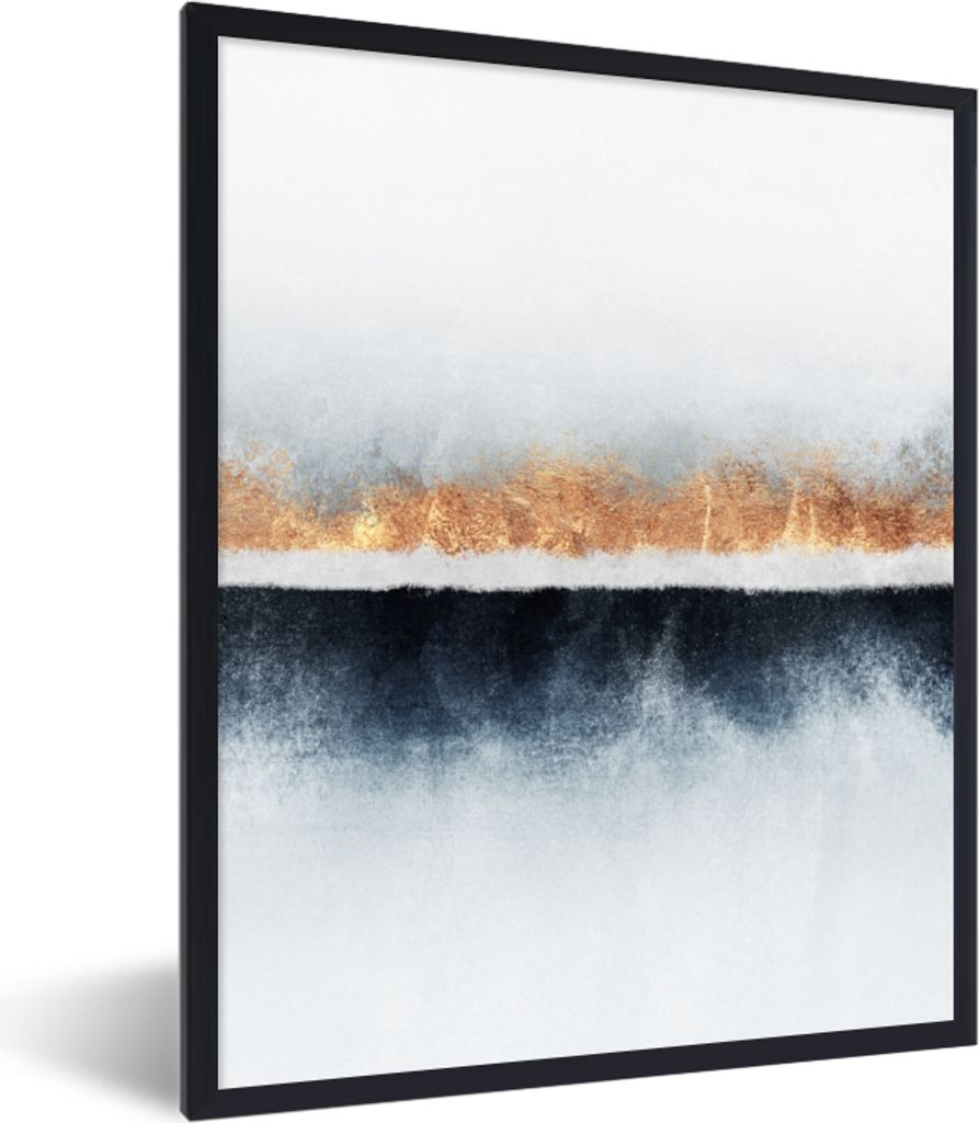 MuchoWow Gerahmtes Poster Gold - Abstrakt - Design 30x40 cm - Poster mit Schwarzem Bilderrahmen Wandposter Rahmen Foto Bilder - Wanddeko - Kunstd...