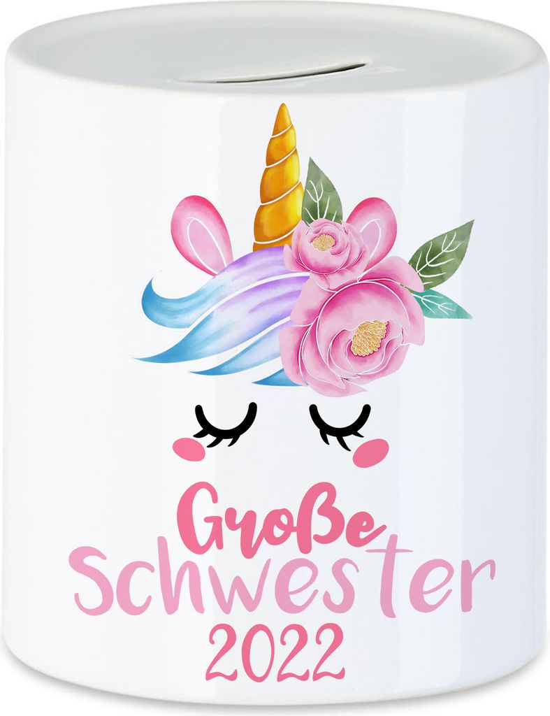 Große Schwester 2022 Spardose Einhorn Schwangerschaft Verkündung Geburt Big Sister Geschenk Ankündigung
