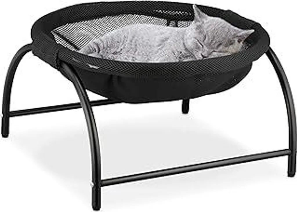 Cuccia Gatto Rialzata Salvaspazio - Amaca Nera Portatile 25x44x42cm