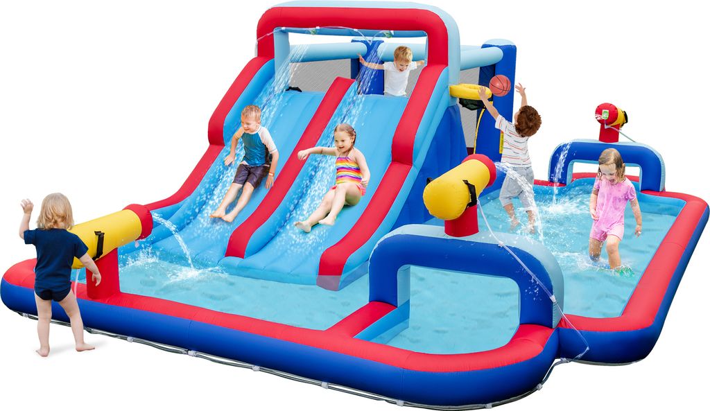 COSTWAY nafukovací vodný park so šmykľavkami, obrovský Obrázok produktu