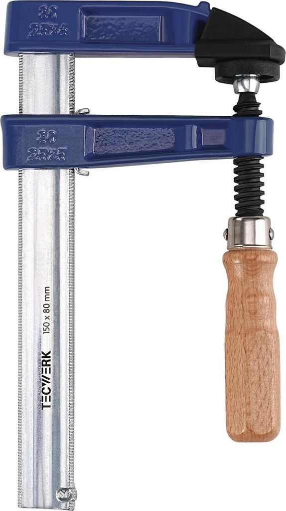 Tecwerk Temperguss-Schraubzwinge Holzgriff - 1 Stk.