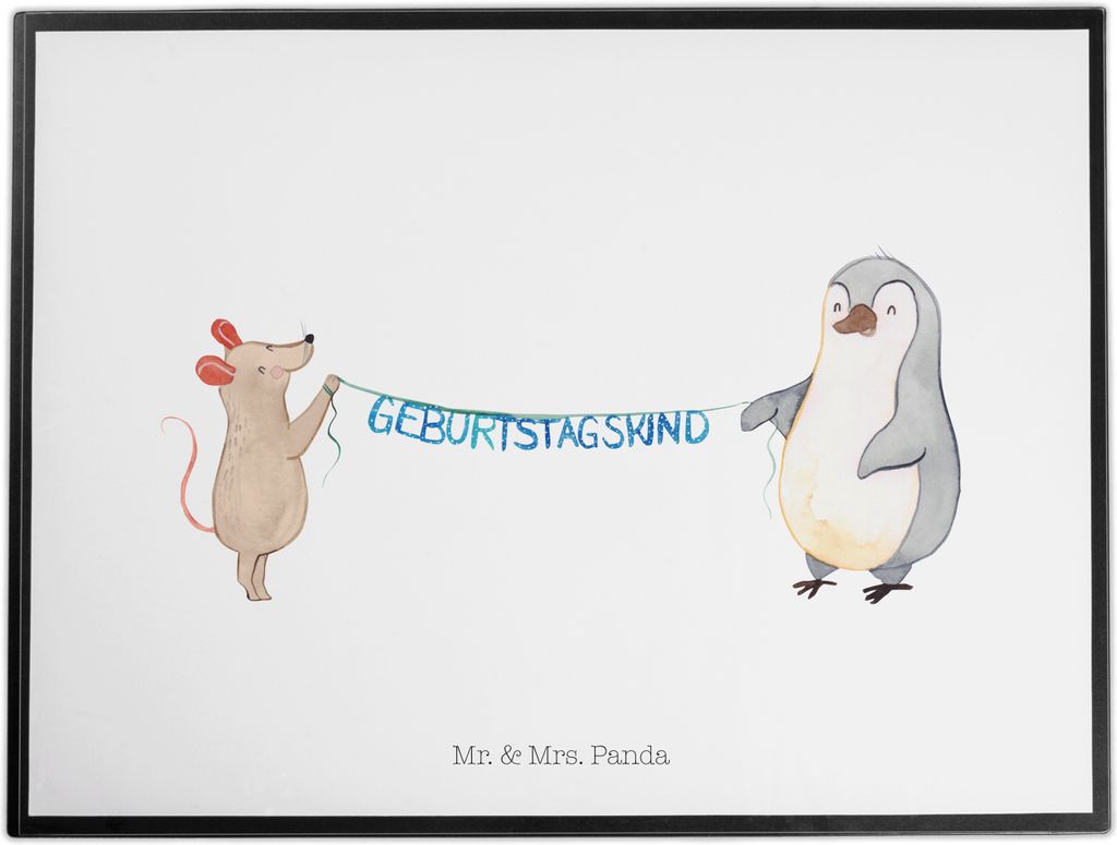 Mr. & Mrs. Panda Schreibunterlage Maus Pinguin Geburtstag - Weiß - Geschenk, Happy Birthday, schreibtischunterlagen, malunterlage, bastelunterlage...