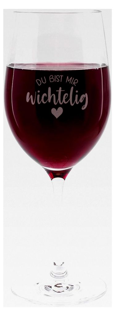 Weinglas mit Gravur „Du bist mir wichtelig“ – Leonardo Rotweinglas 430 ml – Weihnachtsglas mit Spruch
