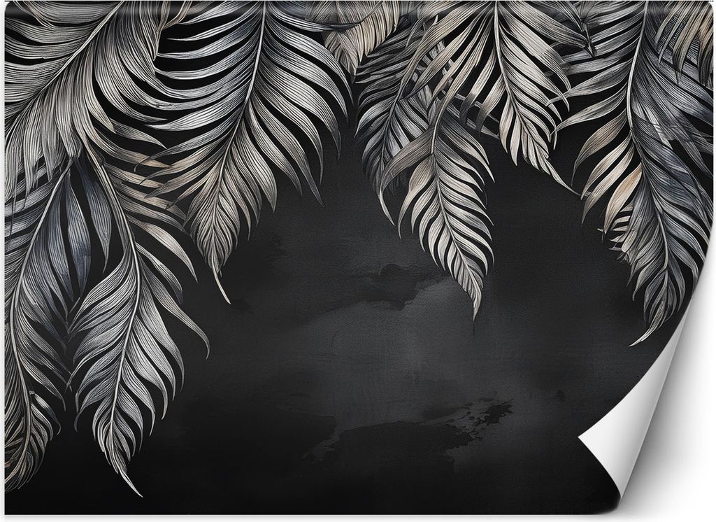 Vlies fototapete Tropische graue Blätter 300x210 cm Feeby Grau inkl. Kleber einfache Montage