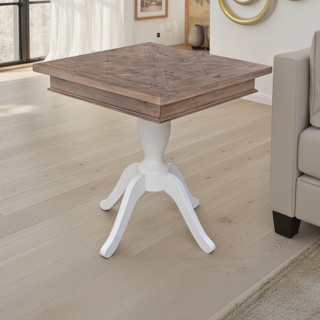 riess-ambiente Massiver Esstisch HAMPTONS 70cm hellbraun creme recycelte Pinie Bistrotisch Esszimmertisch Tisch