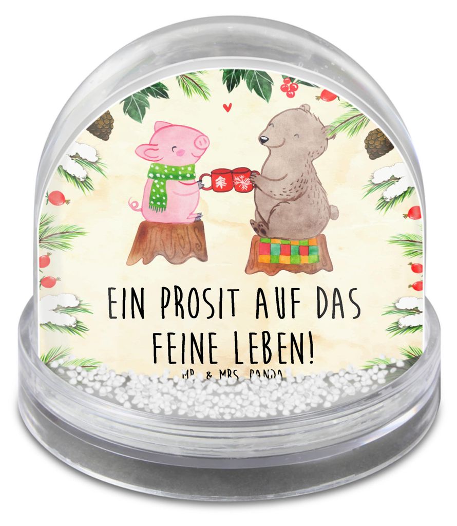 Mr. & Mrs. Panda Weihnachts Schneekugel Glühschwein Sause - Naturpapier - Geschenk, Prost, Dekokugel, dekoartikel, Bär, schnee kugel, Weihnachten...