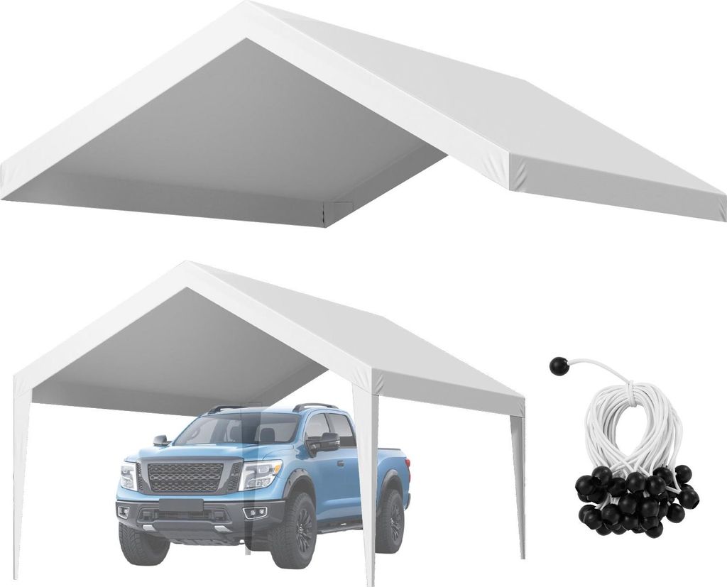 Carport-Ersatzdach - Ersatzplane für Garagenzelt - Größe 3,65 x 6,09 m - UV-Beständig - Strapazierfähig - Ohne Rahmen - Weiß