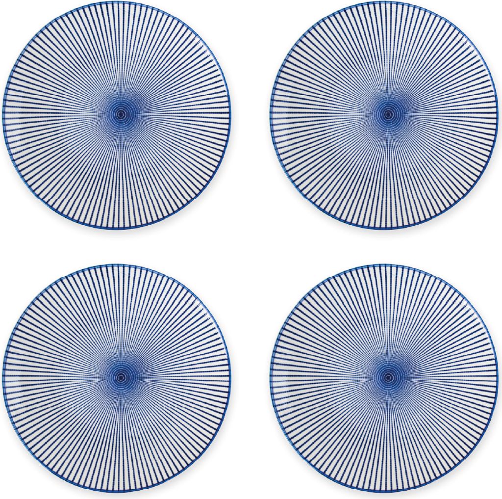 HOMLA 4er-Set Dessertteller NAVIA in dunkelblau mit braunem Rand 19 cm