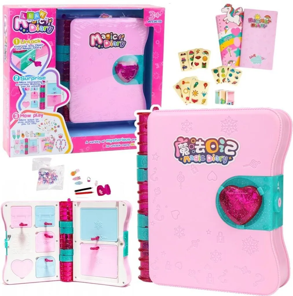 Agenda con lucchetto + accessori rosa