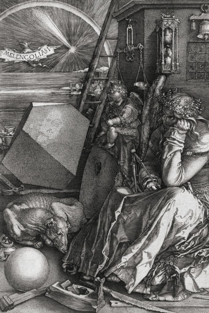 Albrecht Dürer Kunstdruck Bild - Melencolia I, Die Melancholie, 1514, S/W (180 x 120 cm)