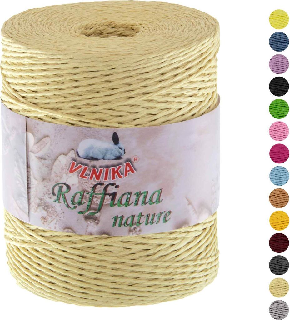 200g Papiergarn Raffiana Nature zum Häkeln Bastband gezwirnt Farbauswahl