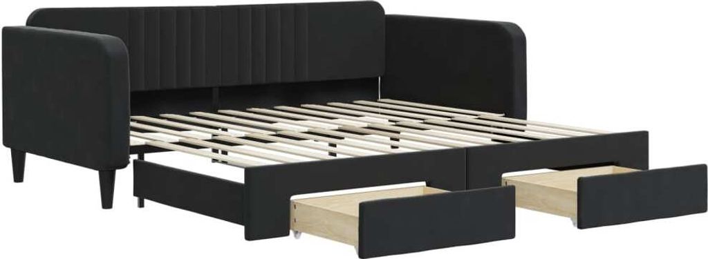 vidaXL Tagesbett Ausziehbar mit Schubladen Schwarz 100x200 Produktbild 