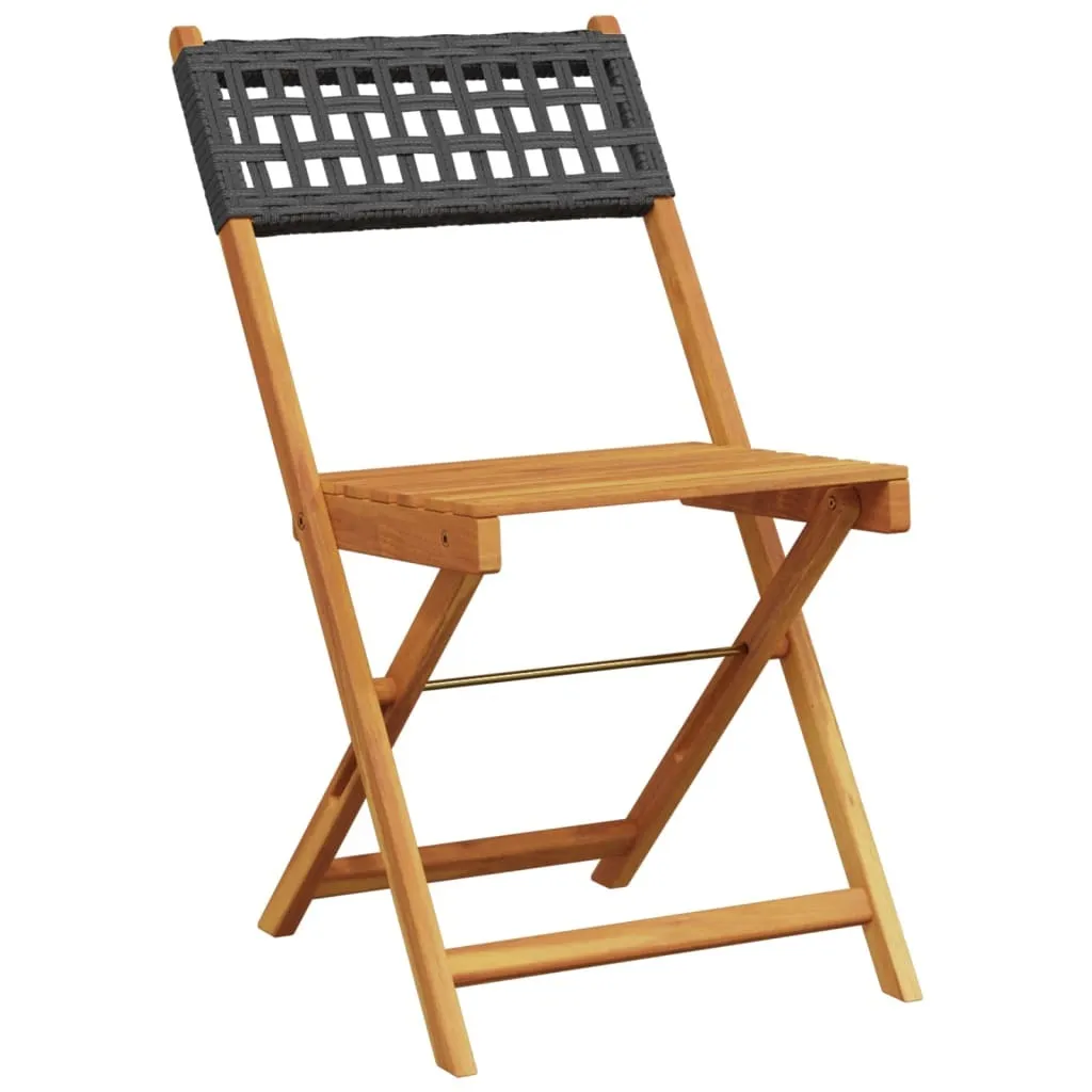 Sedie 2 pz Legno Massiccio Acacia Nera e Poly Rattan - Minimal Design - 4