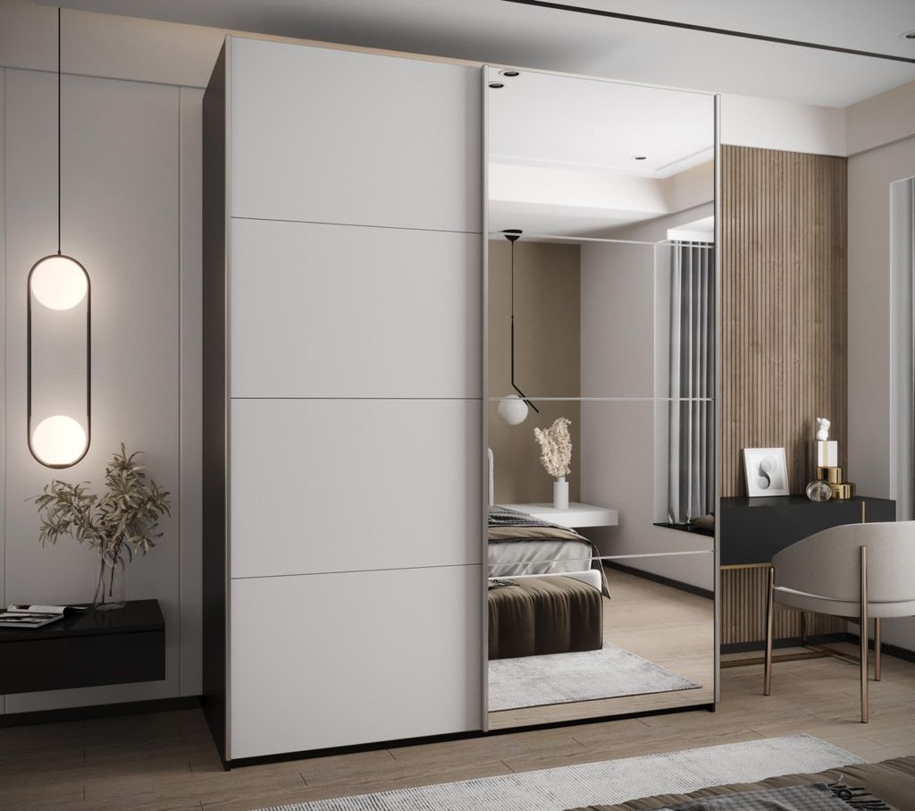 Zweitüriger Kleiderschrank SAMARA 3 – 190 cm, schwarz/weiß/silber