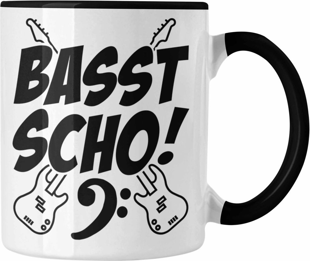Trendation - Bassist Tasse Geschenk Bass-Spieler Geschenkidee Kaffee-Becher Basst Scho ! (Schwarz)