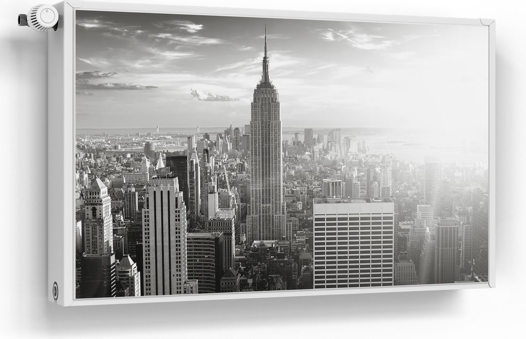 DEQORI Magnetmatte Heizung beschreibbar 100x60 cm 'Monochrome Metropole' Magnetfolie