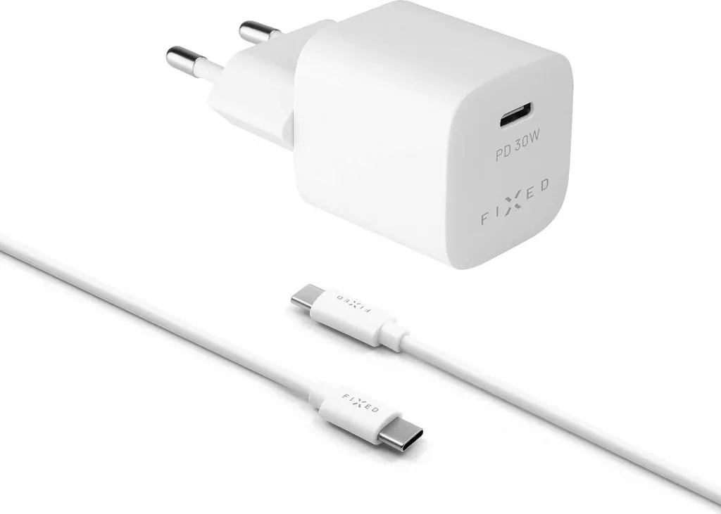 Kit Ricarica Rapida 30W PD Mini - Caricatore USB-C + Cavo 1m Bianco